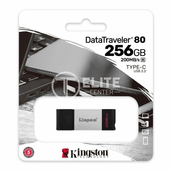 Kingston DataTraveler 80 - Unidad flash USB - 256 GB - USB 3.2 Gen 1 / USB-C - en Elite Center