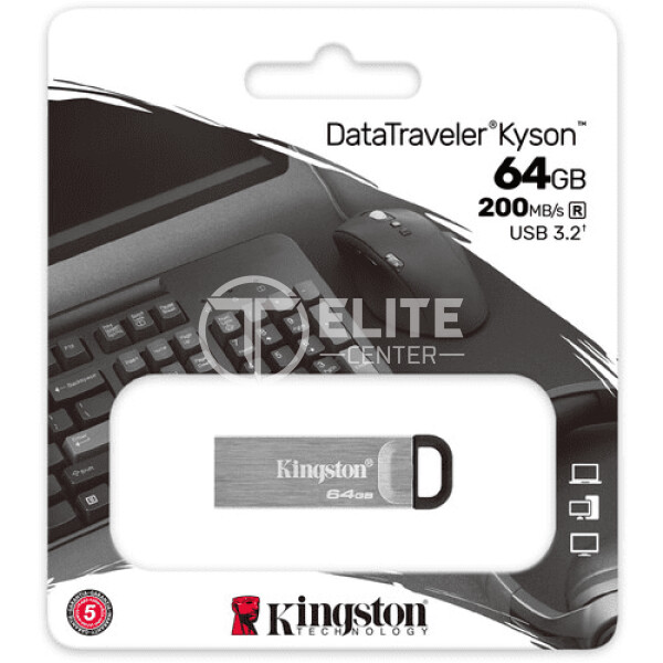 Kingston DataTraveler Kyson - Unidad flash USB - 64 GB - USB 3.2 Gen 1 - en Elite Center
