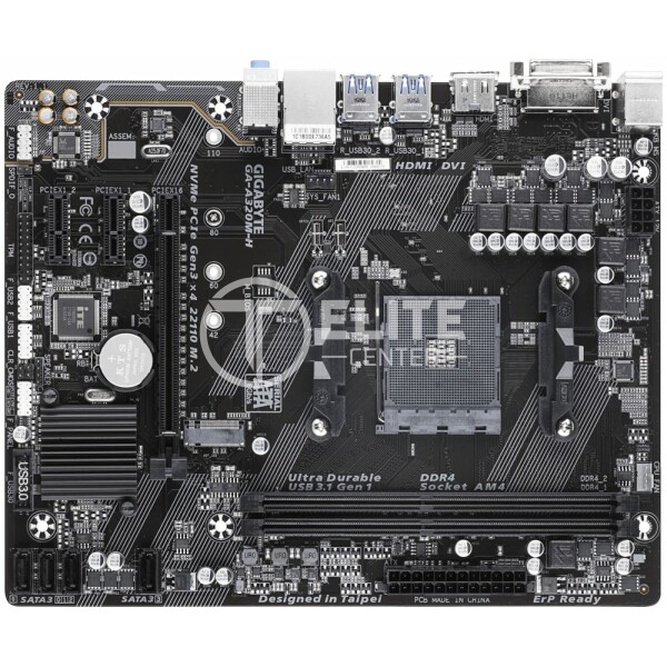 Placa Madre Gigabyte A320M-H / AMD A320 - Socket AM4 - 2xDDR4 - HDMI - DVI - USB 3.1 - Micro ATX - en Elite Center