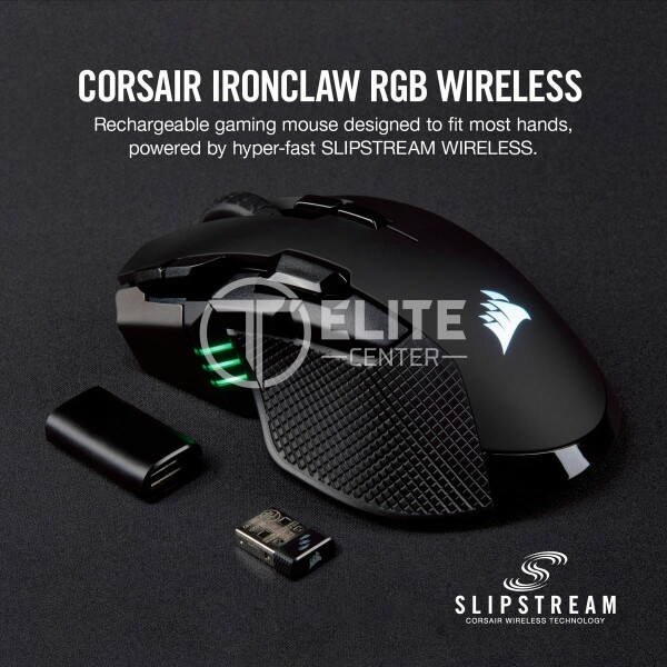Mouse Gamer Corsair Ironclaw RGB Wireless, Slipstream Wireless Technology, 18000DPI, 10 Botones - - en Elite Center