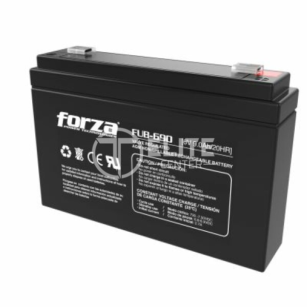 Forza FUB-690 - Battery - DC 6V - 9 Ah - batería VRLA - Batería recargable que se puede montar en cualquier orientación y no requiere mantenimiento. - - en Elite Center