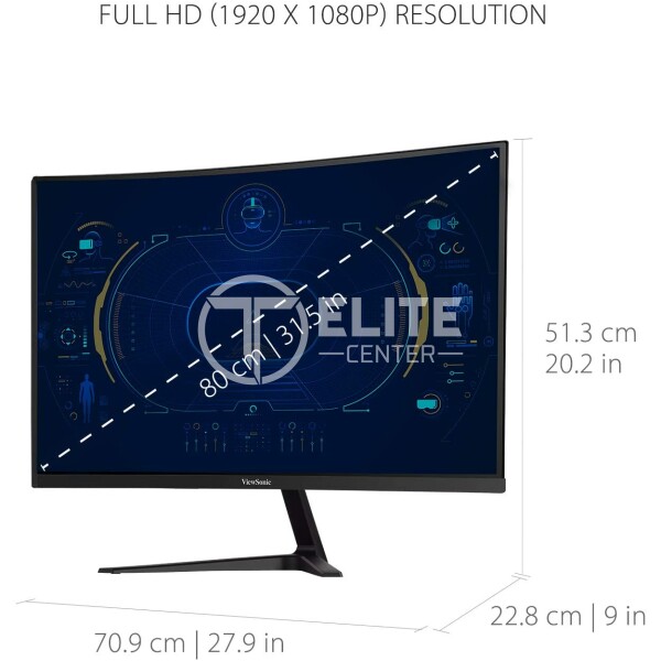 ViewSonic VX3218-PC-MHD - Gaming - monitor LED - curvado - 32" (31.5" visible) - 1920 x 1080 Full HD (1080p) @ 165 Hz - VA - 300 cd/m² - 4000:1 - 1 ms - 2xHDMI, DisplayPort - altavoces - - en Elite Center