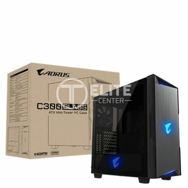 Gabinete Gamer Gigabyte Aorus C300 Glass GB-AC300G/ Ventana/ RGB/ MIDI-TOWER/ 120MM/ ATX/ USB 3.0/ Negro - - en Elite Center