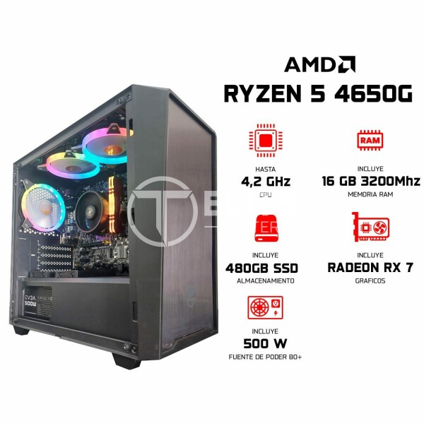ELITE PC GAMER - Ryzen 5 PRO 4650G v1, 16GB RGB RAM - Serie Platino - - en Elite Center