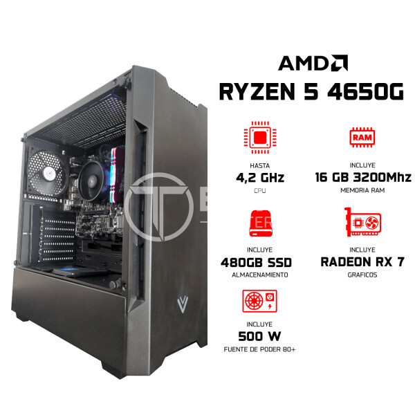 ELITE PC GAMER - Ryzen 5 PRO 4650G v3, 16GB RGB RAM - Serie Platino - - en Elite Center
