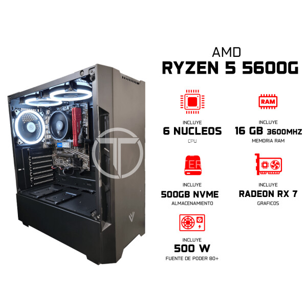 ELITE PC GAMER - Ryzen 5 5600G, 16GB 3600MHz RAM v4- Serie PLATINO - - en Elite Center