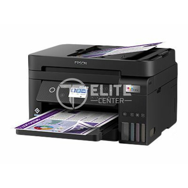 Epson EcoTank L6270 - Impresora multifunción - color - chorro de tinta - rellenable - 216 x 297 mm (original) - 215.9 x 1200 mm (material) - hasta 11 ppm (copiando) - hasta 15.5 ppm (impresión) - 250 hojas - USB 2.0, LAN, Wi-Fi(n) - - en Elite Center