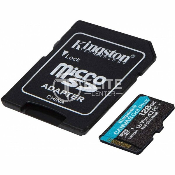 Kingston Canvas Go! Plus - Tarjeta de memoria flash (adaptador microSDXC a SD Incluido) - 128 GB - A2 / Video Class V30 / UHS-I U3 / Class10 - microSDXC UHS-I - - en Elite Center