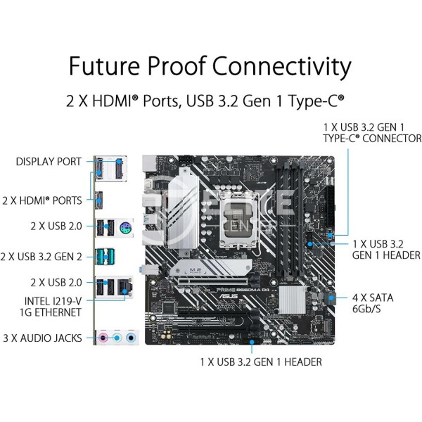 ASUS PRIME B660M-A D4 - Placa base - micro ATX - Socket LGA1700 - B660 Chipset - USB-C Gen1, USB 3.2 Gen 1, USB 3.2 Gen 2 - Gigabit LAN - Tarjeta gráfica (CPU necesaria) - HD Audio (8-canales) - - en Elite Center