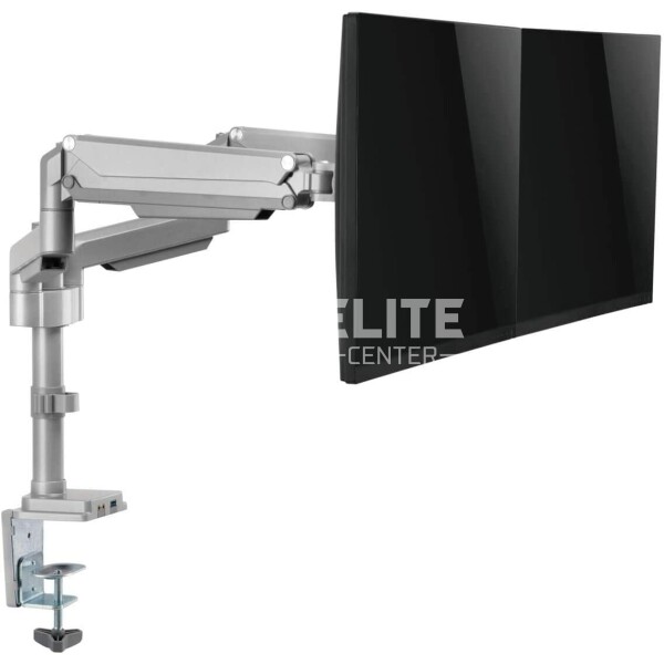 Tripp Lite Dual-Display Flex-Arm Mount for 17" to 32" Monitors - Clamp or Grommet, USB, Audio Ports - Kit de montaje (montaje con pinza de sujeción para escritorio) - para 2 pantallas LCD (full-motion) - acero - plata - tamaño de pantalla: 17"-32" - escritorio - - en Elite Center