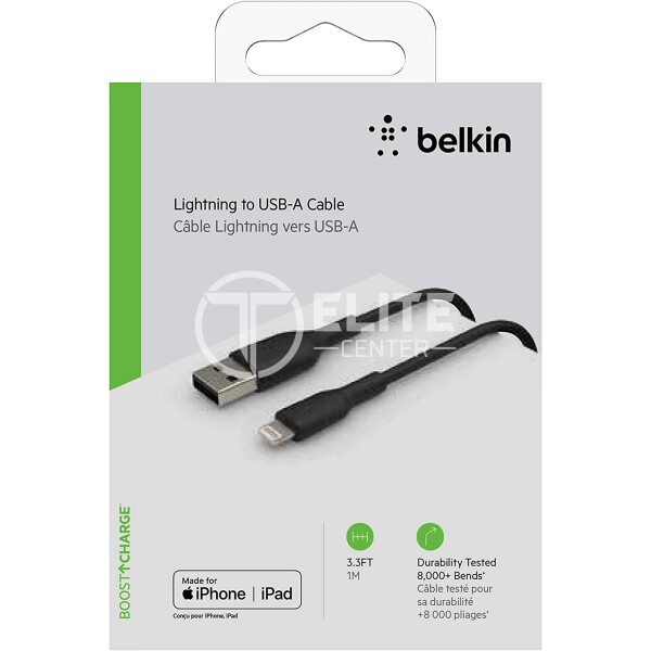 Belkin BOOST CHARGE - Cable Lightning - Lightning macho a USB macho - 1 m - negro - para Apple 10.5-inch iPad Pro; 12.9-inch iPad Pro (2nd generation); iPhone 11, 11 Pro, 11 Pro Max, 8, XR, XS, XS Max - - en Elite Center