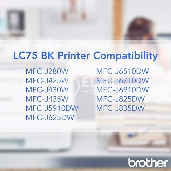 Brother LC75BK - Alto rendimiento - negro - original - cartucho de tinta - para Brother MFC-J280, J425, J430, J435, J5910, J625, J6510, J6710, J6910, J825, J835 - - en Elite Center