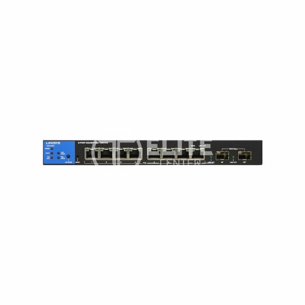 Linksys LGS310MPC - Conmutador - inteligente - 8 x 10/100/1000 (PoE+) + 2 x Gigabit SFP - sobremesa - PoE+ (110 W) - AC 100/240 V - Conforme a la TAA - - en Elite Center