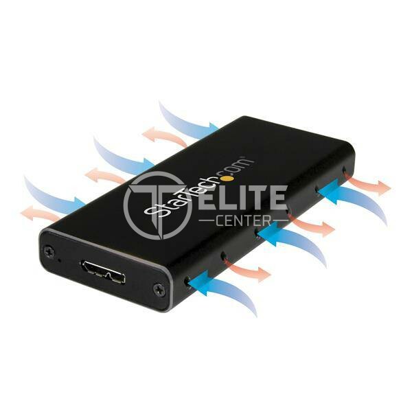 StarTech.com Caja Adaptador M.2 NGFF a USB 3.1 con Carcasa Protectora - Caja de SSD M.2 para SSDs M.2 SATA (SM21BMU31C3) - Caja de almacenamiento - M.2 - SATA 6Gb/s - USB 3.1 (Gen 2) - negro, plata - para P/N: TBLT3MM1MA, TBLT3MM2M, TBLT3MM2MA - - en Elite Center