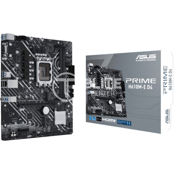 ASUS PRIME H610M-E D4 - Placa base - micro ATX - Socket LGA1700 - H610 Chipset - USB 3.2 Gen 1 - Gigabit LAN - Tarjeta gráfica (CPU necesaria) - HD Audio (8-canales) - - en Elite Center