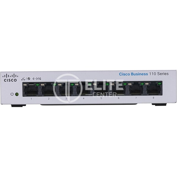 Cisco Business 110 Series 110-8T-D - Conmutador - sin gestionar - 8 x 10/100/1000 - sobremesa, montaje en rack, montaje en pared - alimentación cc - - en Elite Center
