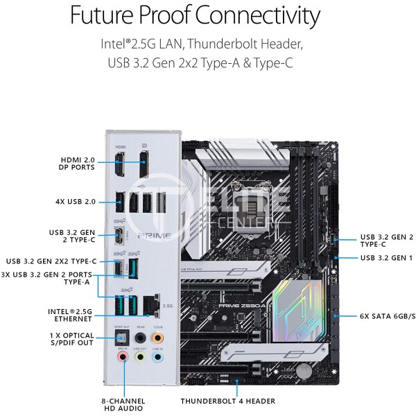 Placa Madre Asus Prime Z590-A, LGA 1200, ATX, RGB, DDR4, PCI-e 4.0, M.2, Sata 6Gb/s, HDMI - - en Elite Center
