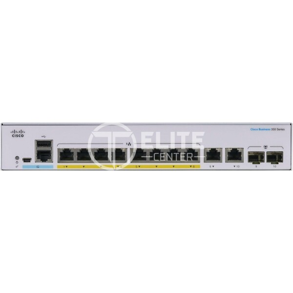 Cisco Business 350 Series 350-8P-E-2G - Conmutador - L3 - Gestionado - 8 x 10/100/1000 (PoE+) + 2 x SFP combinado - montaje en rack - PoE+ (67 W) - - en Elite Center