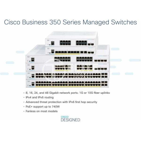 Cisco Business 350 Series 350-8P-E-2G - Conmutador - L3 - Gestionado - 8 x 10/100/1000 (PoE+) + 2 x SFP combinado - montaje en rack - PoE+ (67 W) - - en Elite Center