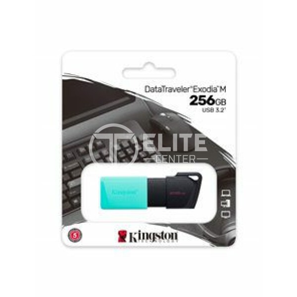 Kingston - USB flash drive - 256 GB - USB 3.0 - Black Teal - - en Elite Center