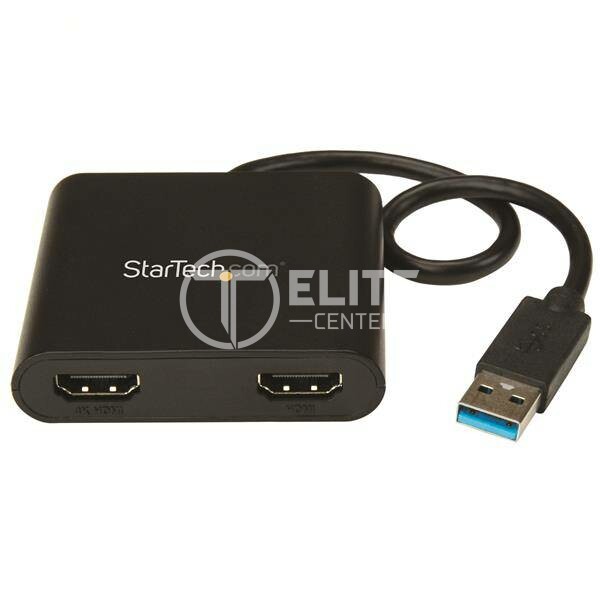 StarTech.com Adaptador Gráfico Externo USB 3.0 a 2 Puertos HDMI 4K - Adaptador de Vídeo Externo 4K para 2 Monitores - Cable adaptador - Conforme a la TAA - USB Tipo A macho a HDMI hembra - 31.5 m - negro - admite 4K30Hz (3840 x 2160) - para P/N: HDDVIMM3, HDMM12, HDMM15, HDMM1MP, HDMM2MP, HDMM3, HDMM3MP, HDMM50A, HDMM6, HDPMM50 - - en Elite Center