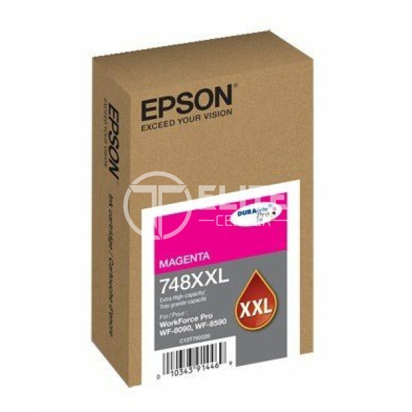 Epson 748XXL - XL - magenta - original - blíster con alarmas de RF/acústica - cartucho de tinta - para WorkForce Pro WF-6090, WF-6590, WF-8090, WF-8090 D3TWC, WF-8590, WF-8590 D3TWFC - - en Elite Center