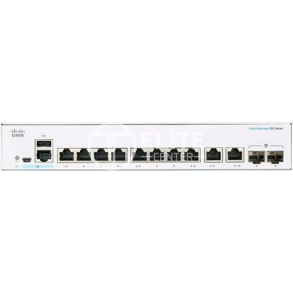 Cisco Business 350 Series 350-8T-E-2G - Conmutador - L3 - Gestionado - 8 x 10/100/1000 + 2 x Gigabit SFP combinado - montaje en rack - - en Elite Center