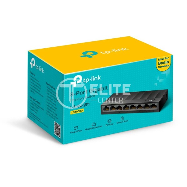 TP-Link LiteWave LS1008G - Conmutador - sin gestionar - 8 x 10/100/1000 - sobremesa, montaje en pared - - en Elite Center