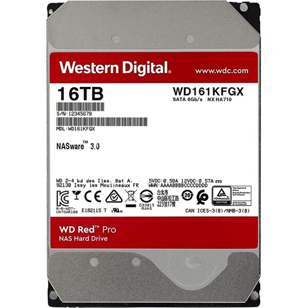 WD Red Pro NAS Hard Drive WD161KFGX - Disco duro - 16 TB - interno - 3.5" - SATA 6Gb/s - 7200 rpm - búfer: 512 MB - - en Elite Center