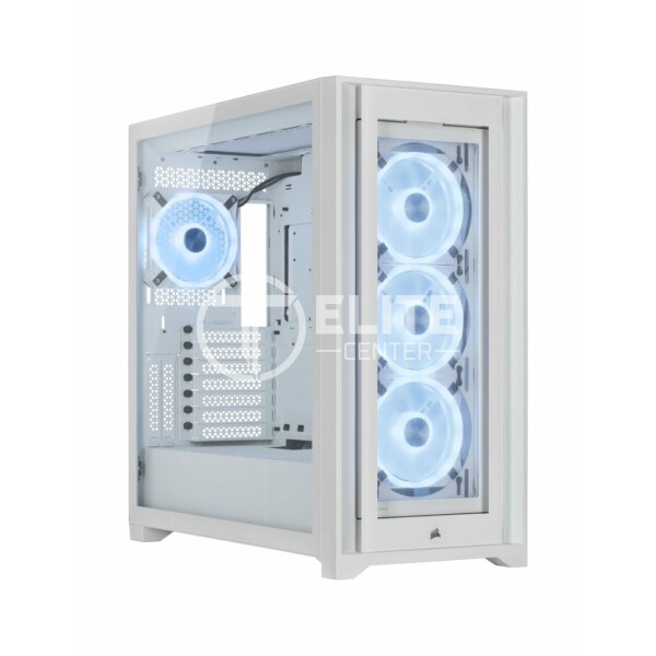 CORSAIR iCUE 5000X RGB QL Edition - Mid tower - panel lateral con ventana (cristal templado) - sin fuente de alimentación (ATX) - blanco real - USB/Audio - - en Elite Center