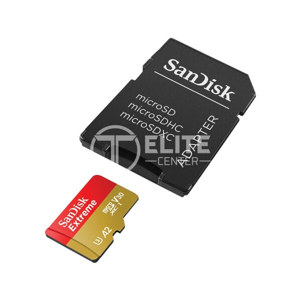 SanDisk Extreme - Tarjeta de memoria flash (adaptador microSDXC a SD Incluido) - 512 GB - A2 / Video Class V30 / UHS-I U3 / Class10 - microSDXC UHS-I - - en Elite Center