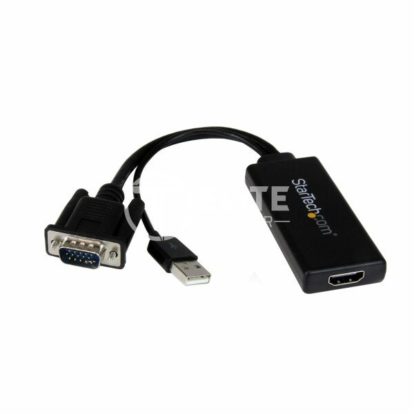 StarTech.com Adaptador Conversor VGA a HDMI con Audio USB y Alimentación - Cable Convertidor Móvil de HD15 a HDMI - 1080p - Vídeo conversor - VGA - HDMI - negro - - en Elite Center