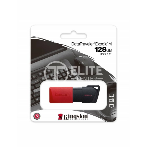 Kingston - USB flash drive - 128 GB - USB 3.0 - Black Red - - en Elite Center
