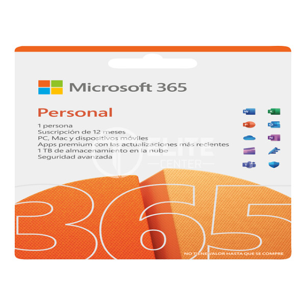 Microsoft 365 Personal - Caja de embalaje (1 año) - 1 persona - Win, Mac, Android, iOS - - en Elite Center