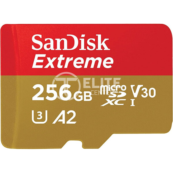 SanDisk Extreme - Tarjeta de memoria flash (adaptador microSDXC a SD Incluido) - 256 GB - A2 / Video Class V30 / UHS-I U3 / Class10 - microSDXC UHS-I - - en Elite Center