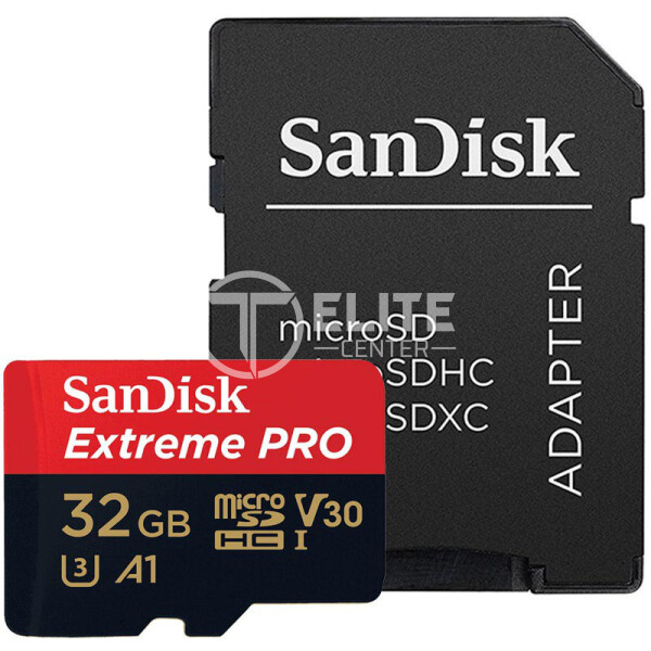 SanDisk Extreme Pro - Tarjeta de memoria flash (adaptador microSDXC a SD Incluido) - 32 GB - A1 / Video Class V30 / UHS-I U3 - 667x - microSDHC UHS-I - - en Elite Center