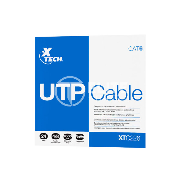 Xtech - Network cable - Unshielded twisted pair (UTP) - 305 m - Gray - CAT6 24 AWG XTC-226 - - en Elite Center