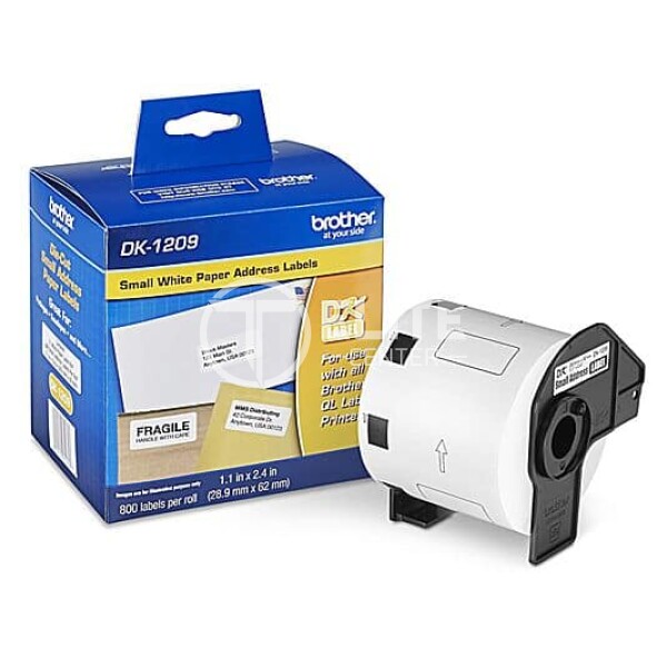 Brother DK1209 - Papel - blanco - 28.9 x 62 mm 800) etiquetas de direcciones - para Brother QL-1050, 1060, 1100, 1110, 500, 550, 570, 580, 650, 700, 710, 720, 800, 810, 820 - - en Elite Center