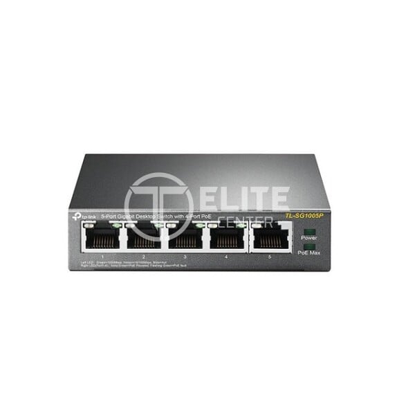 TP-Link TL-SG1005P - Conmutador - sin gestionar - 4 x 10/100/1000 (PoE) + 1 x 10/100/1000 - sobremesa - PoE (56 W) - - en Elite Center