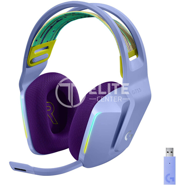 Logitech G733 LIGHTSPEED Wireless RGB Gaming Headset - Auricular - 7.1 canales - tamaño completo - 2,4 GHz - inalámbrico - lila - - en Elite Center