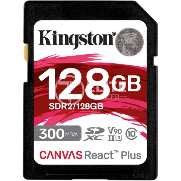 Kingston Canvas React Plus - Tarjeta de memoria flash - 128 GB - Video Class V90 / UHS-II U3 / Class10 - SDXC UHS-II - - en Elite Center