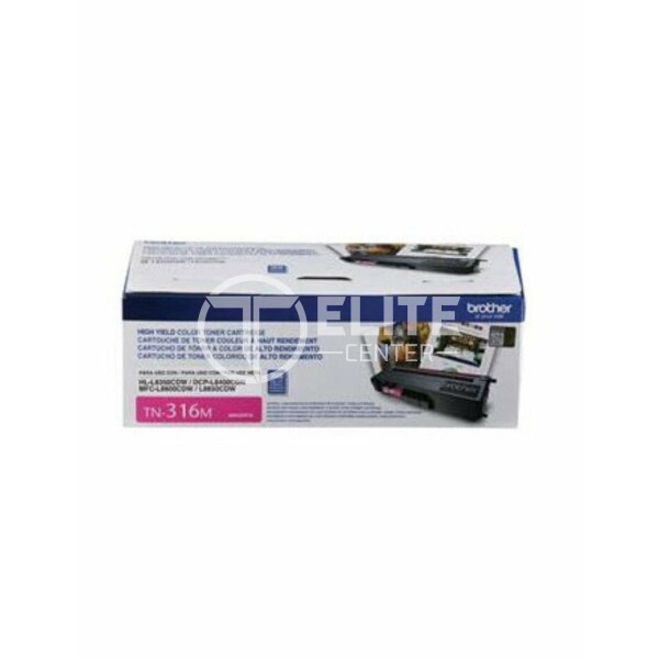 Brother TN316M - Alto rendimiento - magenta - original - cartucho de tóner - para Brother DCP-L8400CDN, HL-L8350CDW, HL-L8350CDWT, MFC-L8600CDW, MFC-L8850CDW - - en Elite Center