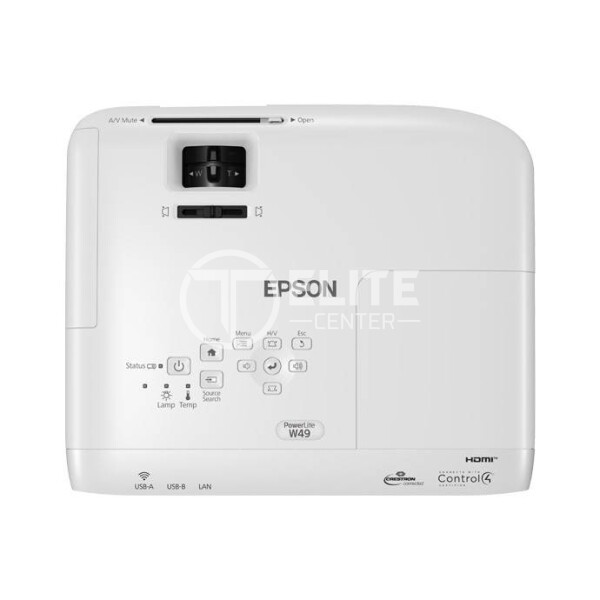 Epson - Proyector 3LCD - W49 - 3800L WXGA 1200x800 - RJ45, HDMIx2, VGAx2, RS232x2, 3,5mm in-out, USB A y B - Bocinas - 2 años - - en Elite Center